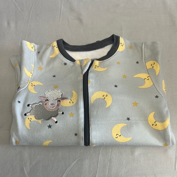 Tuffy Gray and Yellow Onesie/Sleeper with Moon and Stars - Picture 1 of 4